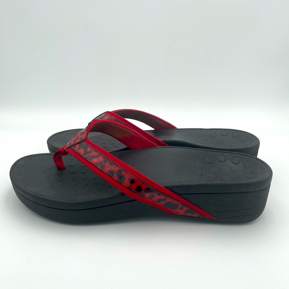 Vionic Women Tide Black Sole Red Thong Orthpedic Flip Flop Thong Sandals Sz 9 - Picture 5 of 6